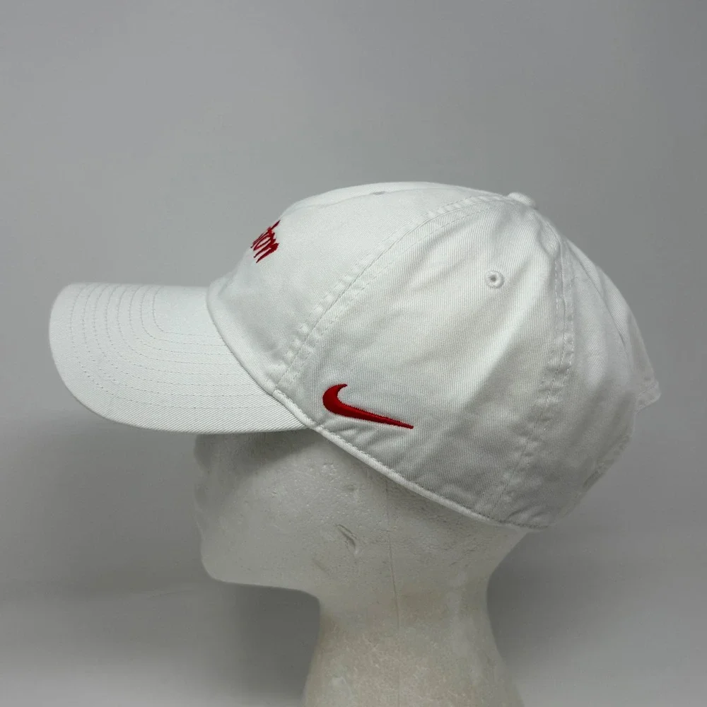 Nike Heritage86 Houston Script Adjustable Hat White Red Cotton Cap‎ 384427-10A